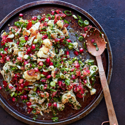 Roasted cauliflower and pomegranate tabbouleh