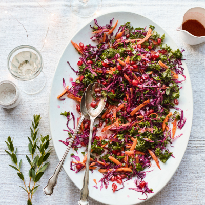 Red cabbage, kale and salad